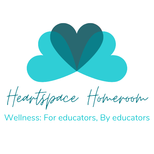 Three teal hearts fanned out: Heartspace Homeroom logo